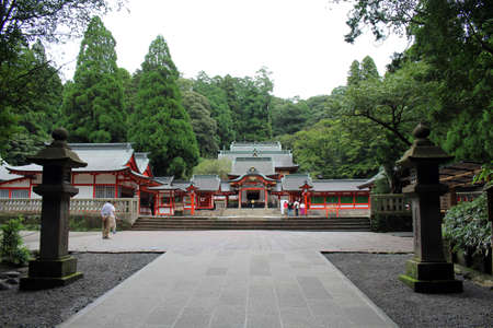 Around Main temple of Kirishima Jingu Shrine in Kagoshima. Taken in August 2019.のeditorial素材