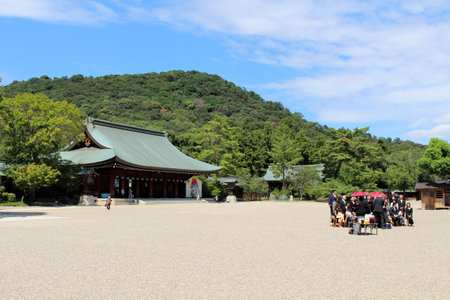 Giant ema wooden prayer plaque, depicting boar or pig at Kashihara Jingu. Taken in September 2019.のeditorial素材