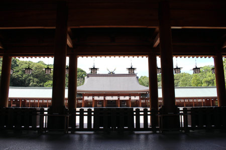 Inside Kashihara Jingu Temple in Nara, Japan. Taken in September 2019.のeditorial素材