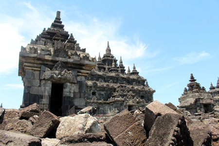 Ruins, temple, and stupa of Plaosan temple in Java, Indonesia. Taken in July 2022.の写真素材