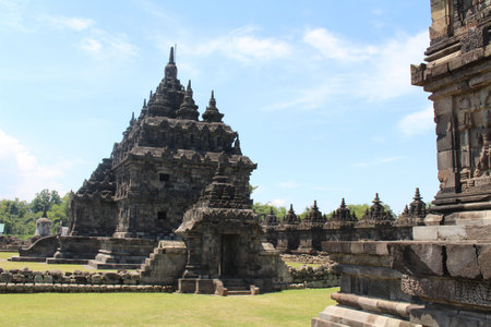 Closeup of Plaosan temple in Java, Indonesia. Taken in July 2022.の素材 [FY310197129582]