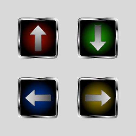 Set of arrows in silver framesのイラスト素材