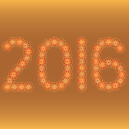 2016 abstract flowers logo on orange backgroundのイラスト素材