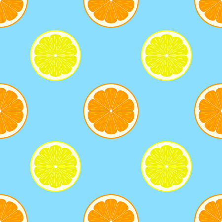 Lemon and orange slices seamless patternのイラスト素材