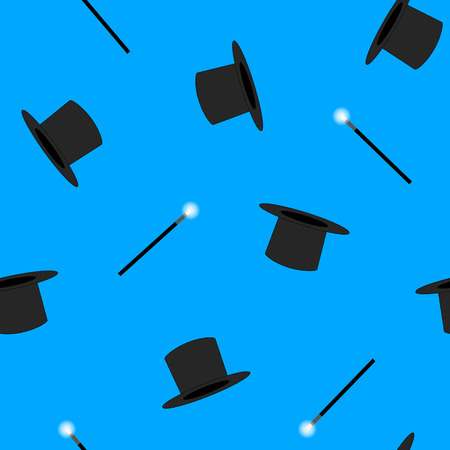 Magic hat and wand seamless patternのイラスト素材