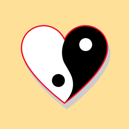 Vertical yin yang heartのイラスト素材