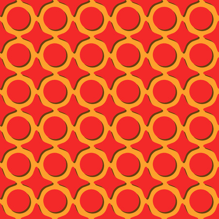 Orange red circles stars patternのイラスト素材