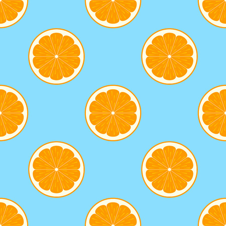 Orange slices on blue background seamless patternのイラスト素材