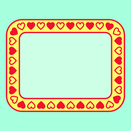Rectangle frame with hearts on yellow backgroundのイラスト素材