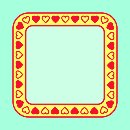 Square frame with hearts on yellow backgroundのイラスト素材