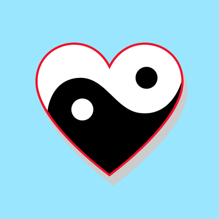 Horizontal yin yang heart on blue backgroundのイラスト素材