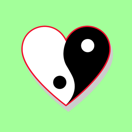 Vertical yin yang heart on green backgroundのイラスト素材