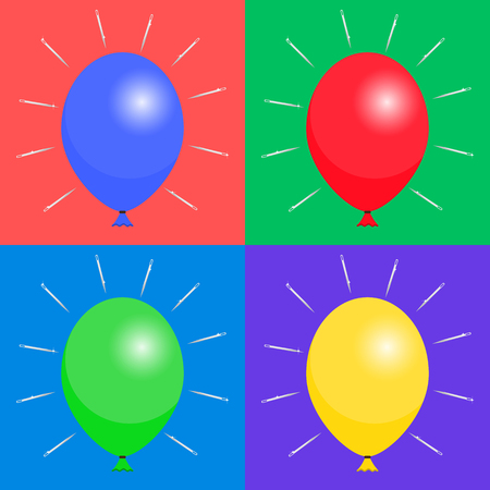 Set of colored balloons and needlesのイラスト素材