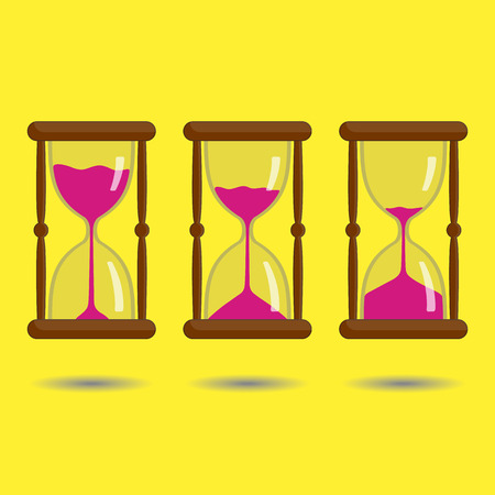 Sandglass with pink sand on yellow backgroundのイラスト素材