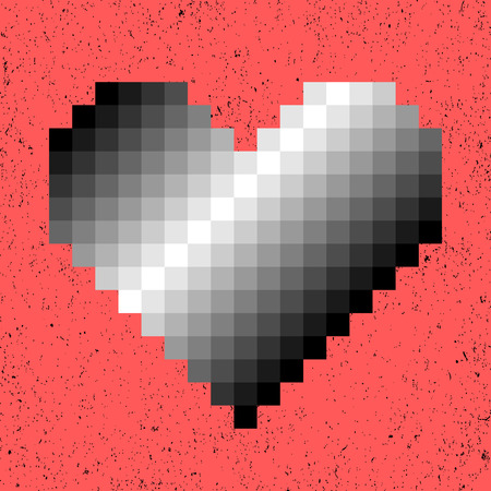 Black gradient heart on red backgroundのイラスト素材