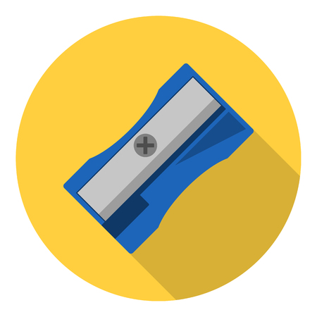 Blue sharpener with shadow on yellow round background.のイラスト素材
