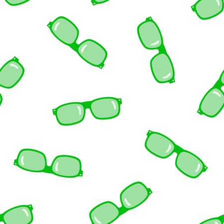 Green sunglasses on white background. Seamless pattern.のイラスト素材