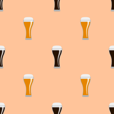 Glasses of dark and wheat beer. Seamless pattern.のイラスト素材