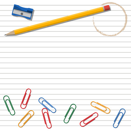 Office supplies on lined background.のイラスト素材
