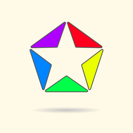 Star of colored triangles with outlines .のイラスト素材