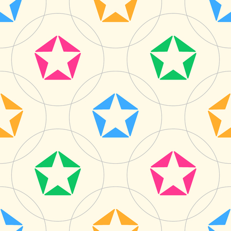 Colored stars of triangles and grey circlesのイラスト素材