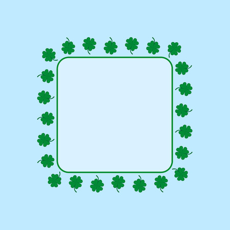 Square frame with green four-leaf clovers.のイラスト素材