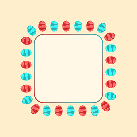 Square frame with red and blue easter eggs.のイラスト素材