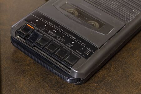 Cassette Recorder. Old cassette recorder. vintage, in dark tonesの写真素材