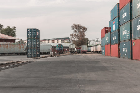 Pantaco train station. Mexico City. Mexico. 01/11/2020. Trains and merchandise containers