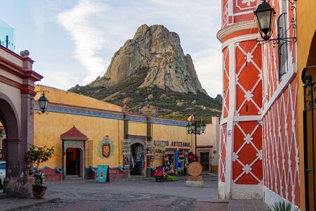 Pena de Bernal is a 400 meter high monolith, one of the tallest in the world. The Pena de Bernal is located in San SebastiÃ¡n Bernal, a small town in the Mexican state of QuerÃ©taro.の写真素材