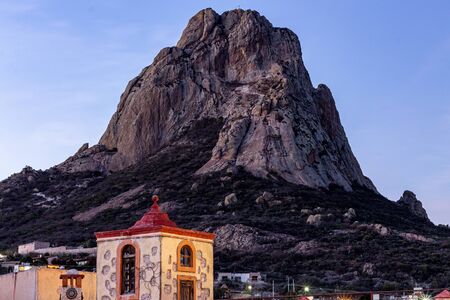 Pena de Bernal is a 400 meter high monolith, one of the tallest in the world. The Pena de Bernal is located in San SebastiÃ¡n Bernal, a small town in the Mexican state of QuerÃ©taro. Night sceneの写真素材