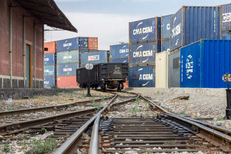 o. 01/11/2020. Trains and merchandise containersのeditorial素材