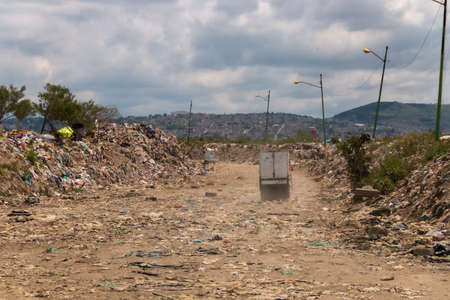 CDMX. Mexico September, 10, 2020. A huge landfill for waste disposal. Accumulation of garbage in landfill or deposit. Pollution concept.のeditorial素材