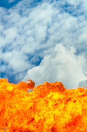 Fire flame against the sky