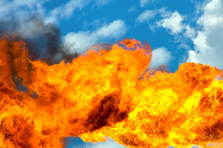 Fire flame against the sky
