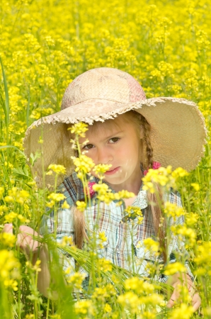 On walk in a blossoming field.の写真素材