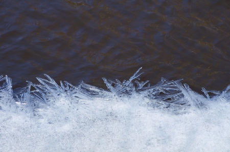 Background of the ice edge on the river in the springの写真素材