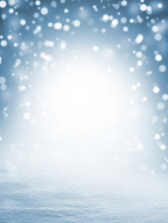 Winter christmas background with shiny snow and blizzardの写真素材