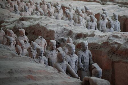 Some Terracotta Soldiers of the Terracotta Army, Part of the Mausoleum of the First Qin Emperor and a UNESCO World Heritage Site in Xian, Shaanxi, Chinaのeditorial素材