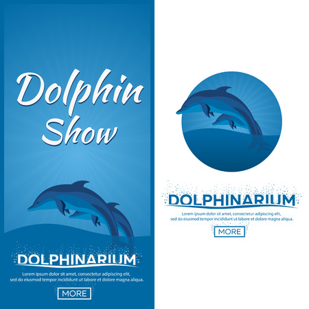 Dolphinarium. Dolphin show. Banner. Ticket. Vector flat illustration.のイラスト素材