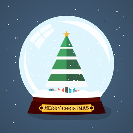 Merry Christmas and Happy New Year. Christmas tree. Vector flat illustrationのイラスト素材