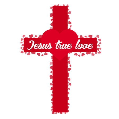Jesus true love. Cross. Heart. Love. Vector illustrationのイラスト素材