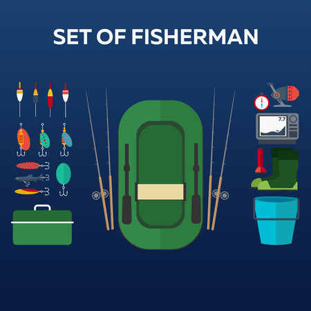 Fishing concept. Fishing on the boat, flat style. Fishing illustrationのイラスト素材