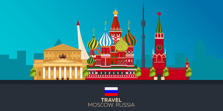 Moscow. Tourism. Travelling illustration Moscow city. Modern flat design. Moscow skyline. Russiaのイラスト素材