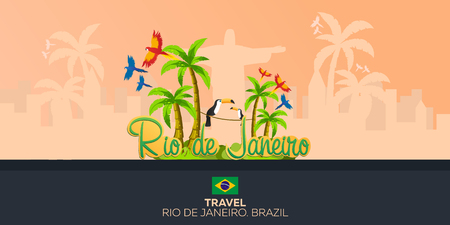 Rio 2016 games. Travel in Brasil. South America. Statue of Christ the Redeemerのイラスト素材