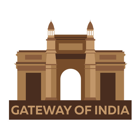 Gateway of India. Indian architecture. Mumbai. Modern flat design. Vector illustrationのイラスト素材