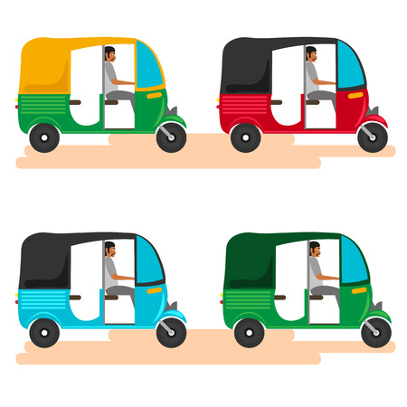Indian motor rickshaw car. Indian tuk tuk. Vector illustrationのイラスト素材