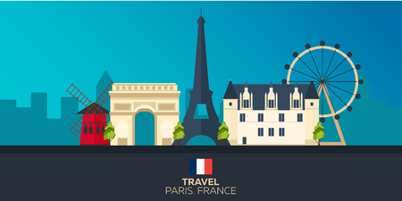 Paris. Tourism. Travelling illustration Paris city. Modern flat design. Paris skyline. Franceのイラスト素材