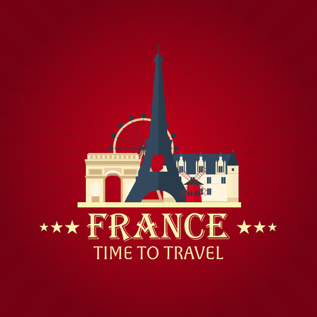 Paris. Tourism. Travelling illustration Paris city. Retro design. Paris skyline. Franceのイラスト素材