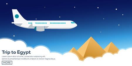 Trip to Egypt. Travelling illustration. Modern flat design. Time to travelのイラスト素材